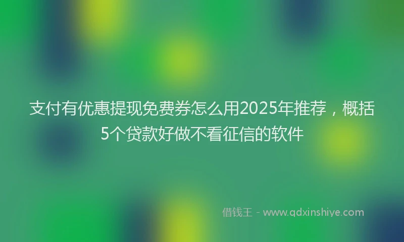 支付有优惠提现免费券怎么用2025年推荐，概括5个贷款好做不看征信的软件