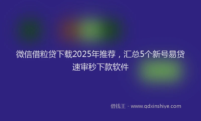 微信借粒贷下载2025年推荐，汇总5个新号易贷速审秒下款软件