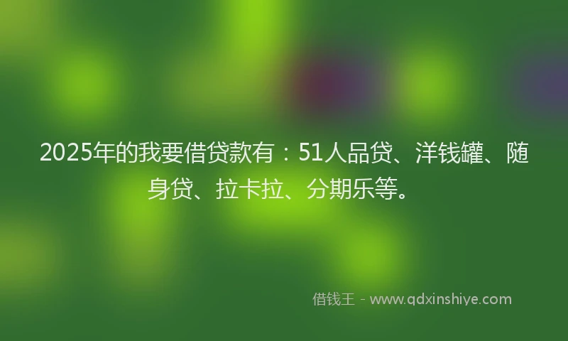 2025年的我要借贷款有：51人品贷、洋钱罐、随身贷、拉卡拉、分期乐等。