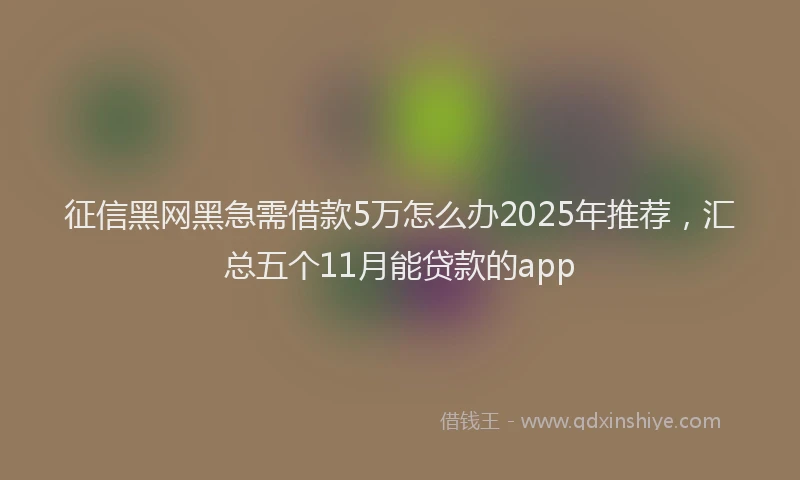 征信黑网黑急需借款5万怎么办2025年推荐，汇总五个11月能贷款的app