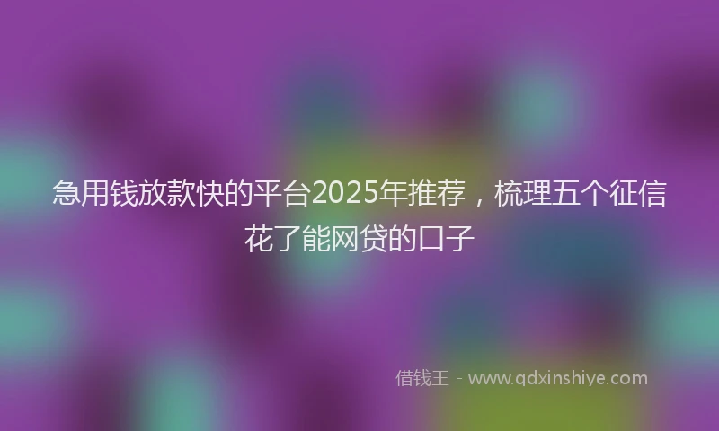 急用钱放款快的平台2025年推荐，梳理五个征信花了能网贷的口子