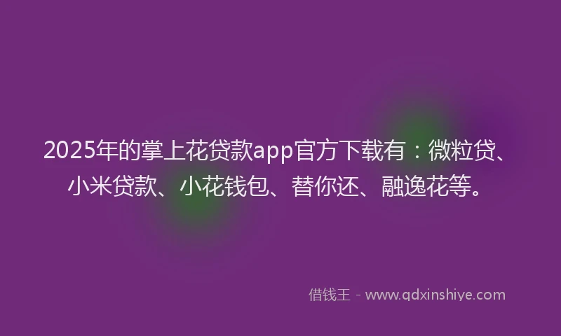 2025年的掌上花贷款app官方下载有：微粒贷、小米贷款、小花钱包、替你还、融逸花等。