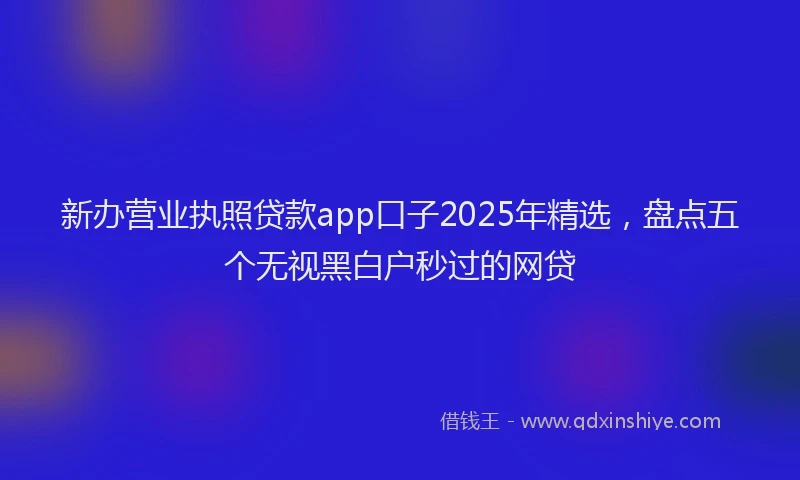 新办营业执照贷款app口子2025年精选，盘点五个无视黑白户秒过的网贷