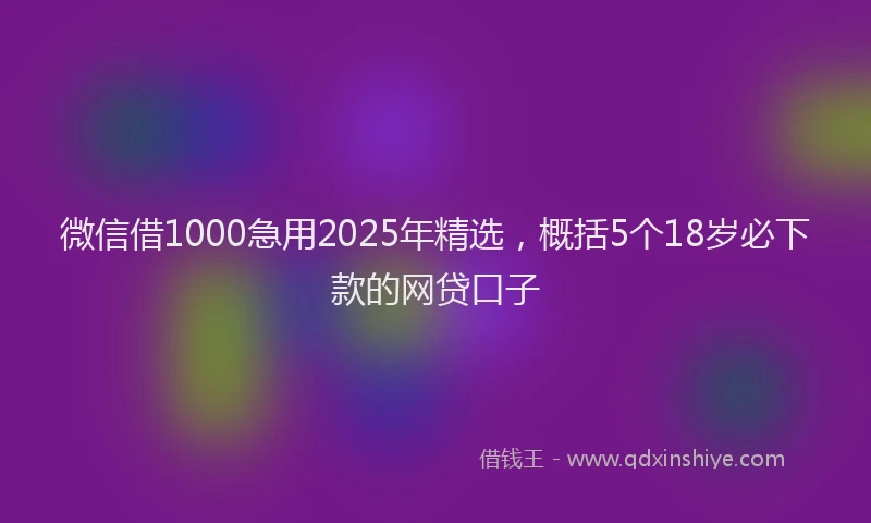 微信借1000急用2025年精选，概括5个18岁必下款的网贷口子