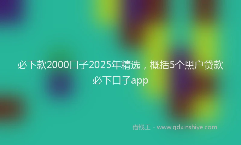 必下款2000口子2025年精选，概括5个黑户贷款必下口子app