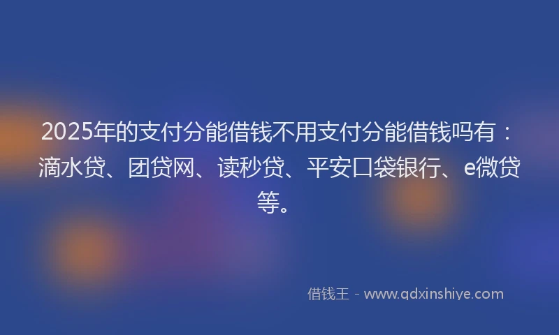 2025年的支付分能借钱不用支付分能借钱吗有：滴水贷、团贷网、读秒贷、平安口袋银行、e微贷等。