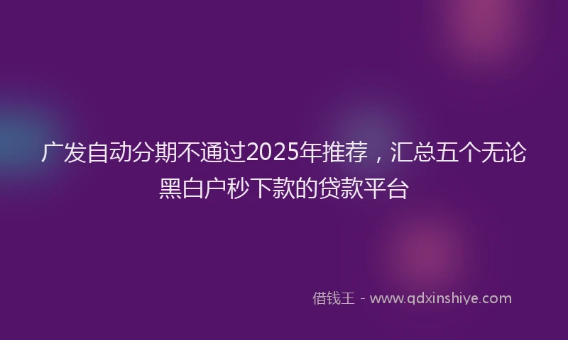 广发自动分期不通过2025年推荐，汇总五个无论黑白户秒下款的贷款平台