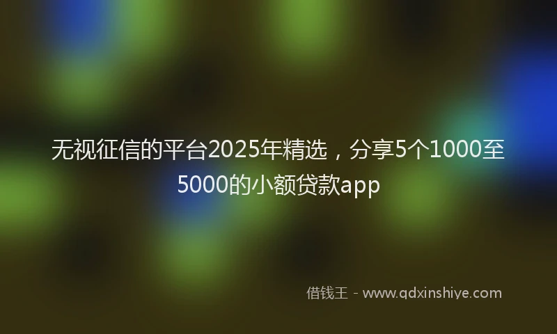 无视征信的平台2025年精选，分享5个1000至5000的小额贷款app