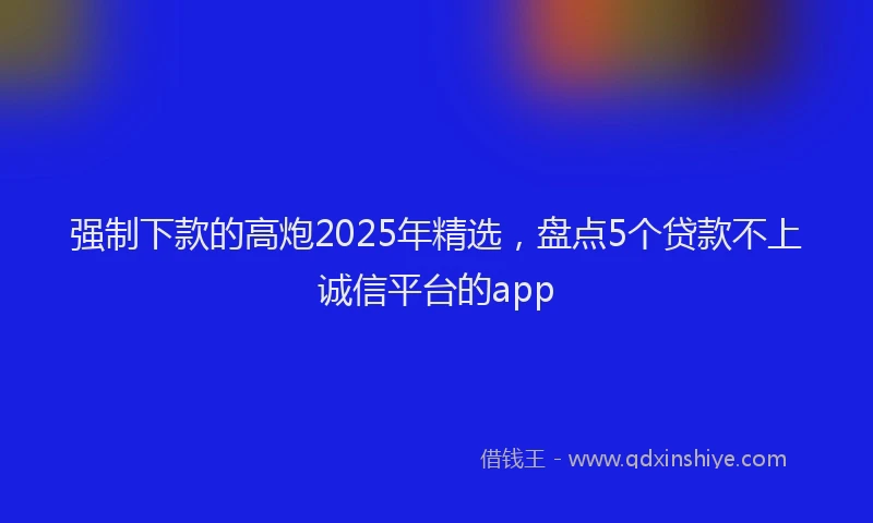 强制下款的高炮2025年精选，盘点5个贷款不上诚信平台的app