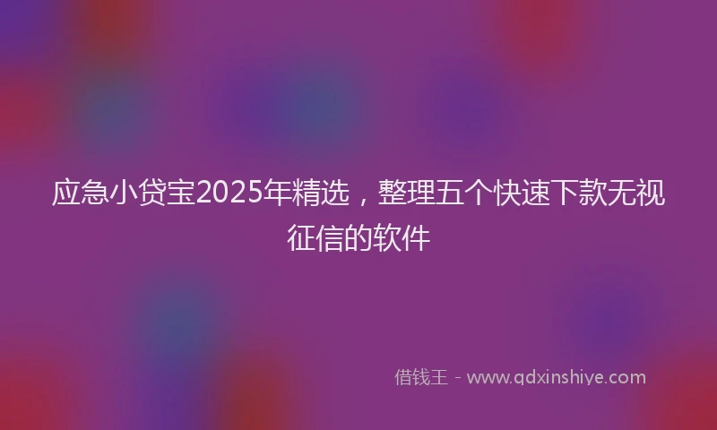 应急小贷宝2025年精选，整理五个快速下款无视征信的软件