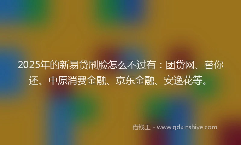 2025年的新易贷刷脸怎么不过有：团贷网、替你还、中原消费金融、京东金融、安逸花等。