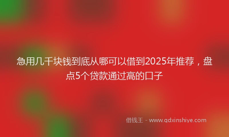 急用几千块钱到底从哪可以借到2025年推荐，盘点5个贷款通过高的口子