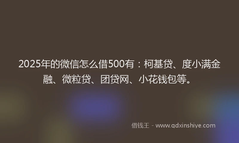 2025年的微信怎么借500有：柯基贷、度小满金融、微粒贷、团贷网、小花钱包等。
