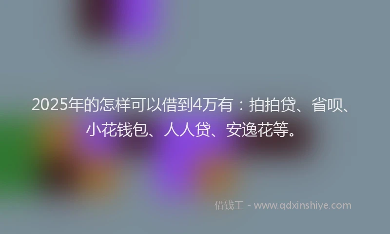 2025年的怎样可以借到4万有：拍拍贷、省呗、小花钱包、人人贷、安逸花等。
