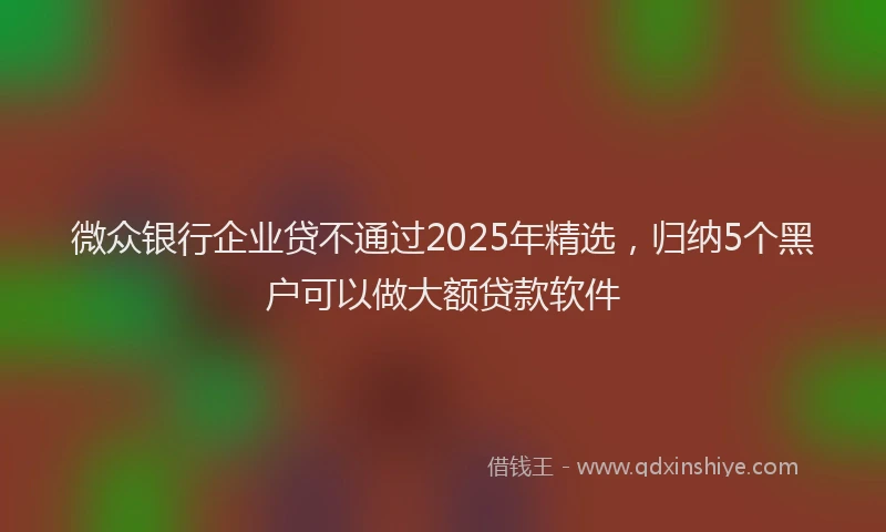 微众银行企业贷不通过2025年精选，归纳5个黑户可以做大额贷款软件