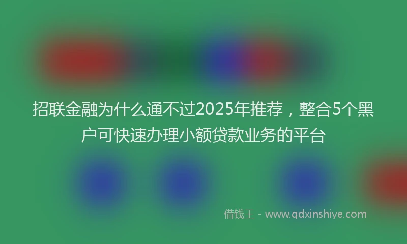 招联金融为什么通不过2025年推荐，整合5个黑户可快速办理小额贷款业务的平台