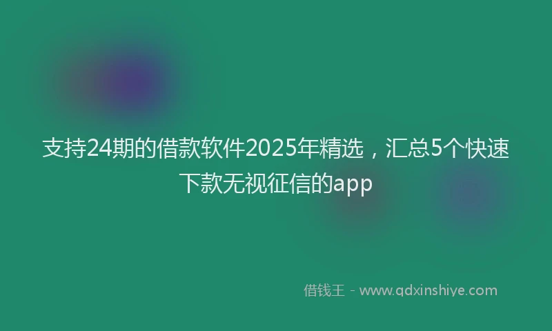 支持24期的借款软件2025年精选，汇总5个快速下款无视征信的app