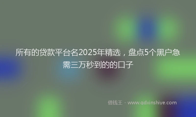 所有的贷款平台名2025年精选，盘点5个黑户急需三万秒到的的口子