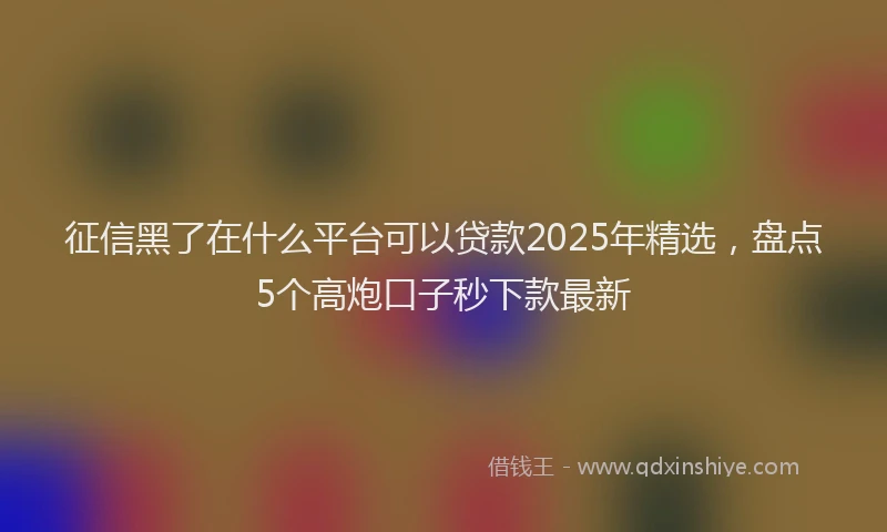 征信黑了在什么平台可以贷款2025年精选，盘点5个高炮口子秒下款最新