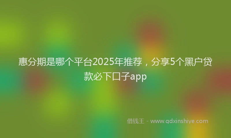 惠分期是哪个平台2025年推荐，分享5个黑户贷款必下口子app