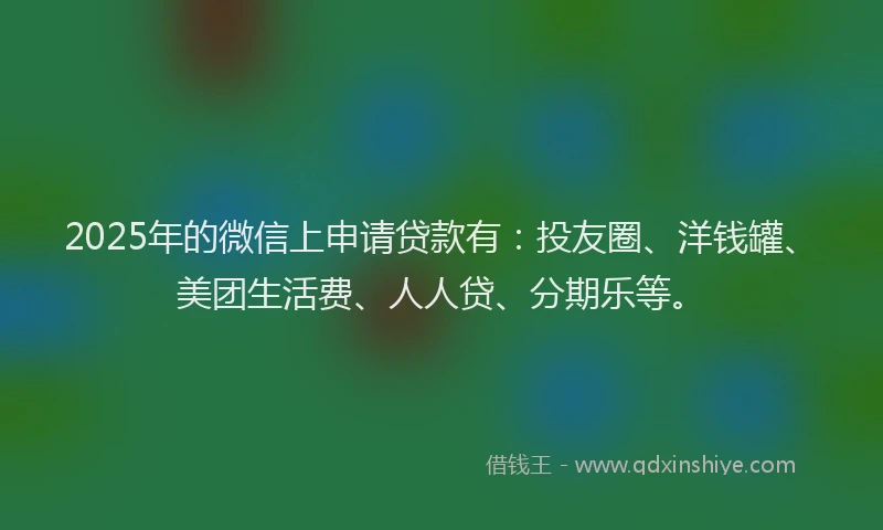 2025年的微信上申请贷款有：投友圈、洋钱罐、美团生活费、人人贷、分期乐等。