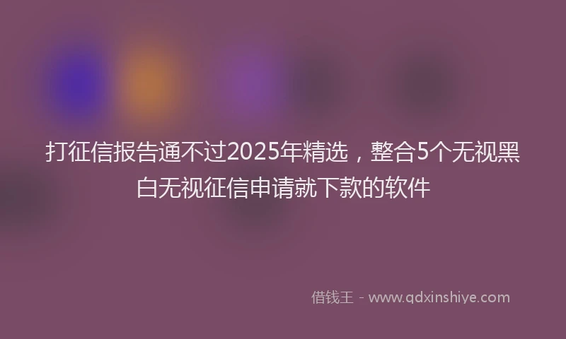 打征信报告通不过2025年精选，整合5个无视黑白无视征信申请就下款的软件