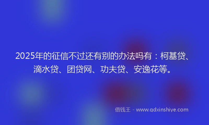 2025年的征信不过还有别的办法吗有：柯基贷、滴水贷、团贷网、功夫贷、安逸花等。