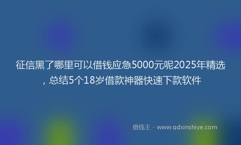 征信黑了哪里可以借钱应急5000元呢2025年精选，总结5个18岁借款神器快速下款软件