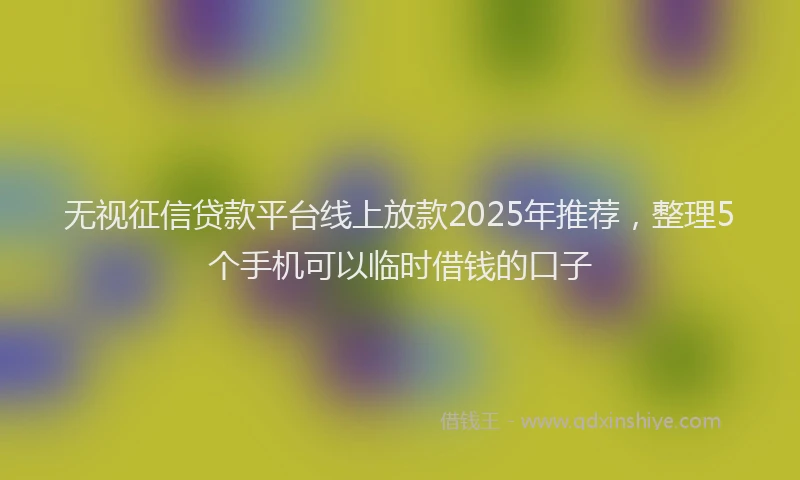 无视征信贷款平台线上放款2025年推荐，整理5个手机可以临时借钱的口子