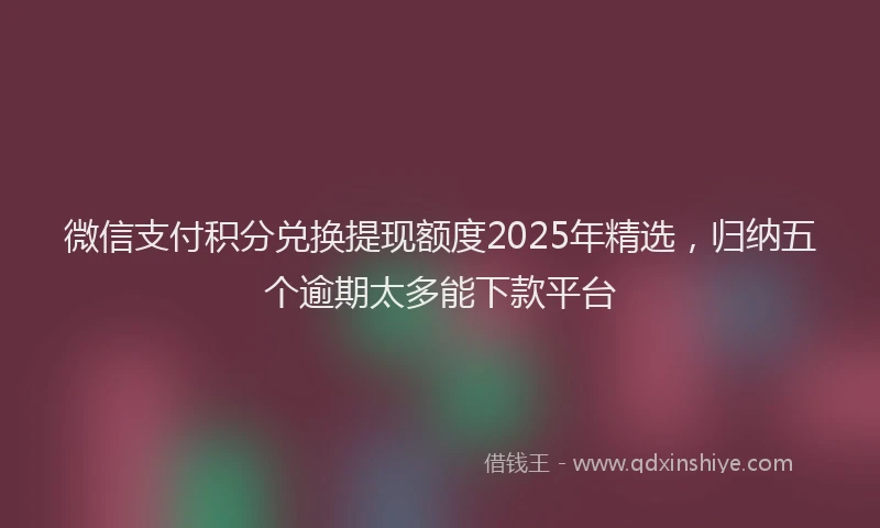 微信支付积分兑换提现额度2025年精选，归纳五个逾期太多能下款平台