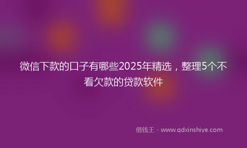 微信下款的口子有哪些2025年精选，整理5个不看欠款的贷款软件
