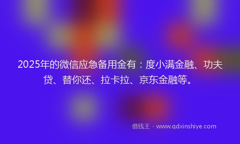 2025年的微信应急备用金有：度小满金融、功夫贷、替你还、拉卡拉、京东金融等。
