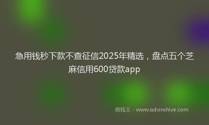急用钱秒下款不查征信2025年精选，盘点五个芝麻信用600贷款app