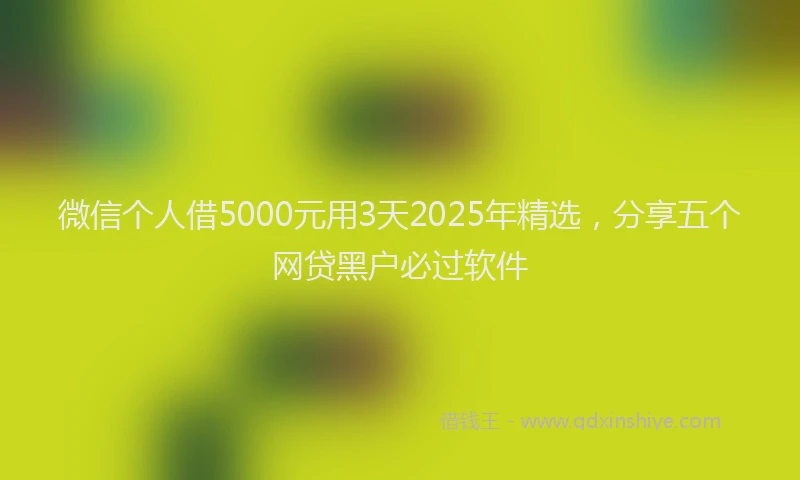 微信个人借5000元用3天2025年精选，分享五个网贷黑户必过软件