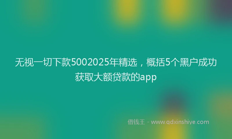 无视一切下款5002025年精选，概括5个黑户成功获取大额贷款的app