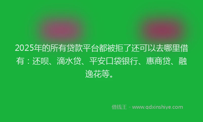 2025年的所有贷款平台都被拒了还可以去哪里借有：还呗、滴水贷、平安口袋银行、惠商贷、融逸花等。