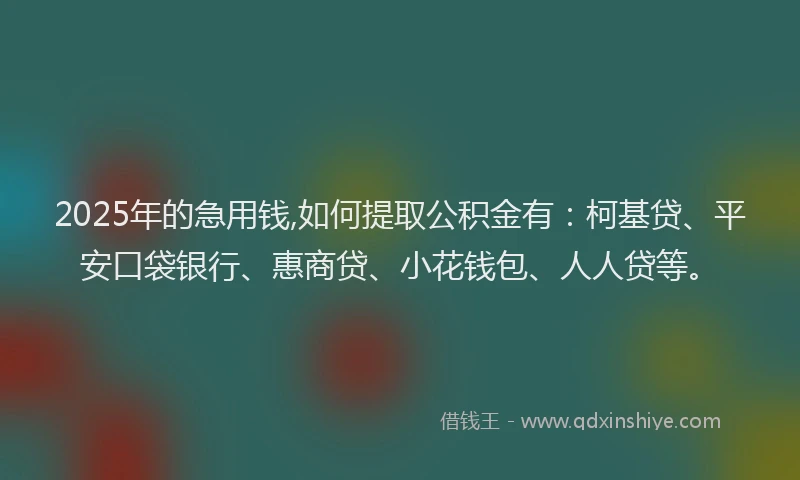 2025年的急用钱,如何提取公积金有：柯基贷、平安口袋银行、惠商贷、小花钱包、人人贷等。
