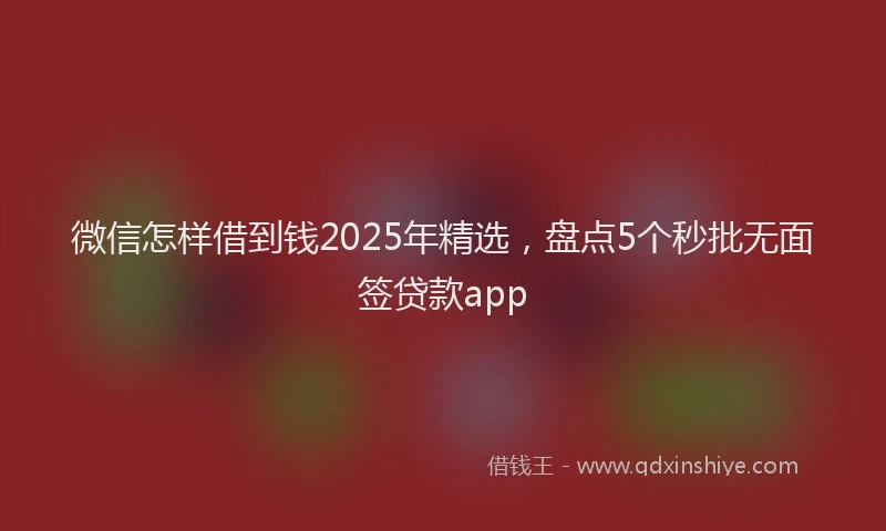 微信怎样借到钱2025年精选，盘点5个秒批无面签贷款app
