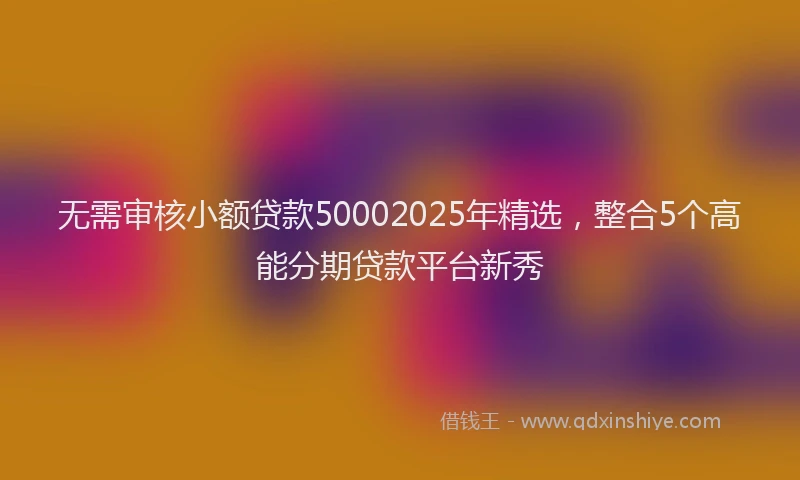 无需审核小额贷款50002025年精选，整合5个高能分期贷款平台新秀
