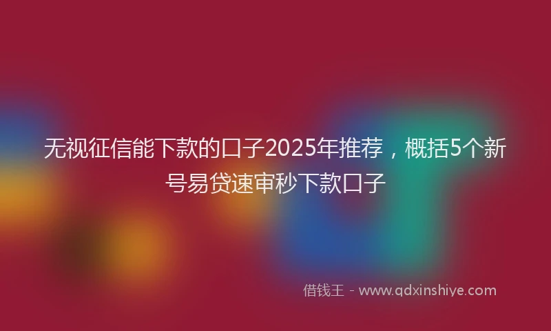 无视征信能下款的口子2025年推荐，概括5个新号易贷速审秒下款口子