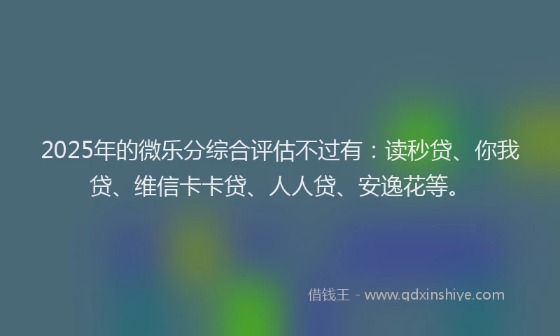 2025年的微乐分综合评估不过有：读秒贷、你我贷、维信卡卡贷、人人贷、安逸花等。