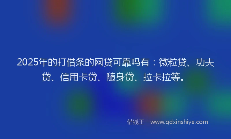 2025年的打借条的网贷可靠吗有：微粒贷、功夫贷、信用卡贷、随身贷、拉卡拉等。