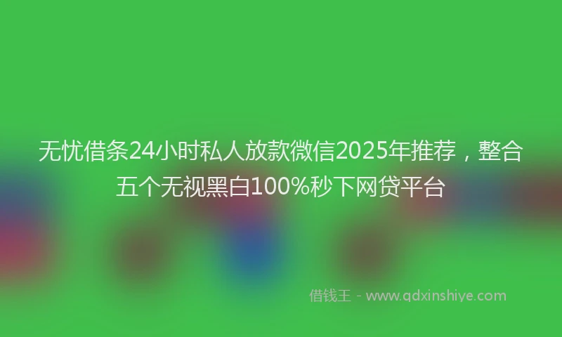 无忧借条24小时私人放款微信2025年推荐，整合五个无视黑白100%秒下网贷平台