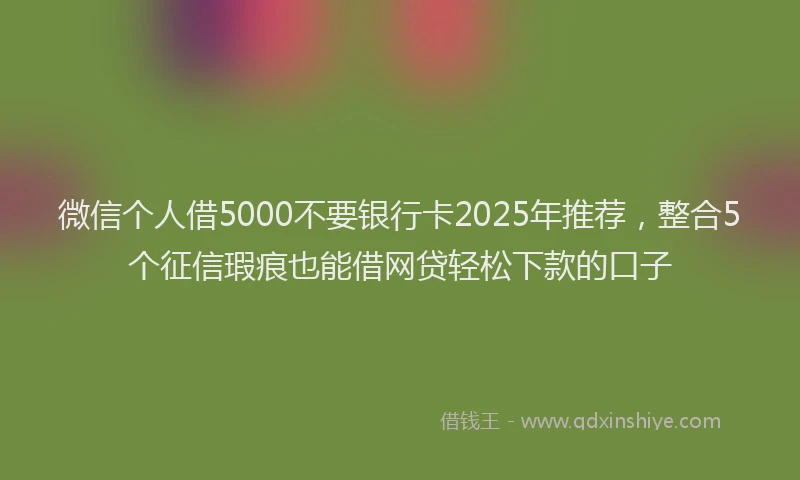 微信个人借5000不要银行卡2025年推荐，整合5个征信瑕疵也能借网贷轻松下款的口子