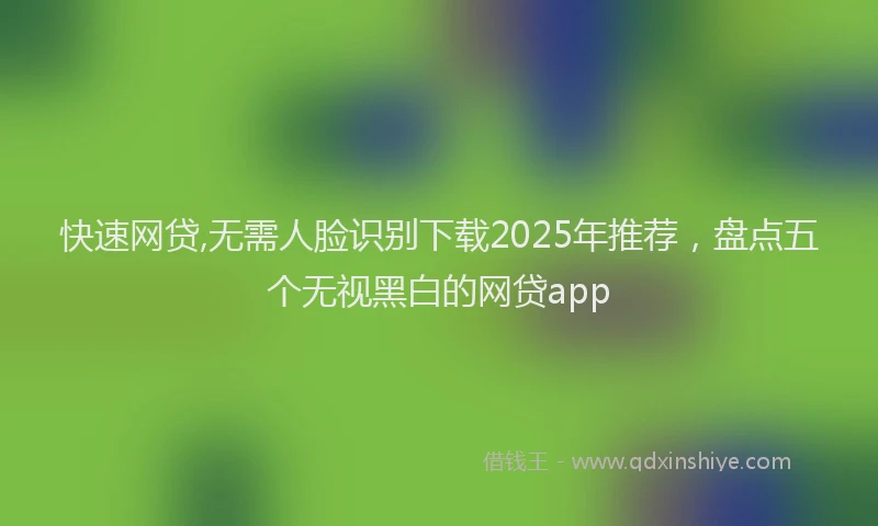 快速网贷,无需人脸识别下载2025年推荐，盘点五个无视黑白的网贷app