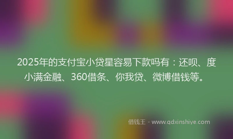 2025年的支付宝小贷星容易下款吗有：还呗、度小满金融、360借条、你我贷、微博借钱等。