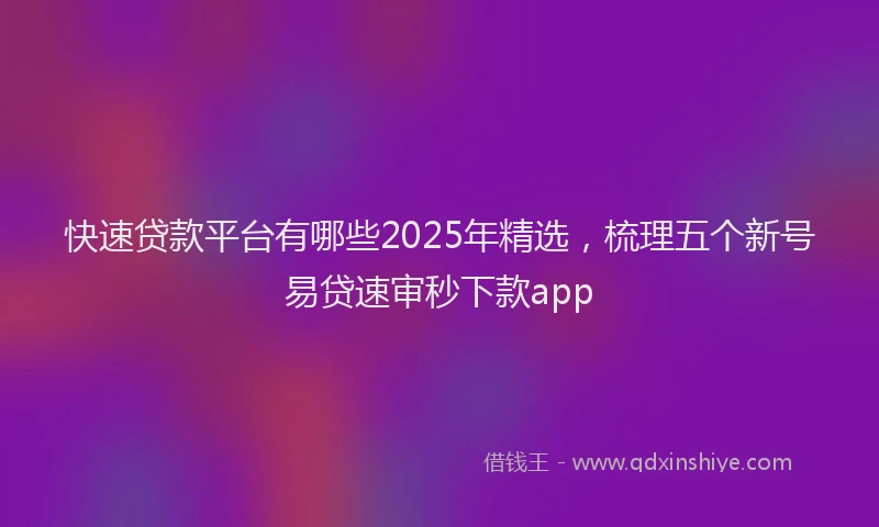 快速贷款平台有哪些2025年精选，梳理五个新号易贷速审秒下款app