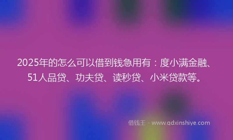 2025年的怎么可以借到钱急用有：度小满金融、51人品贷、功夫贷、读秒贷、小米贷款等。