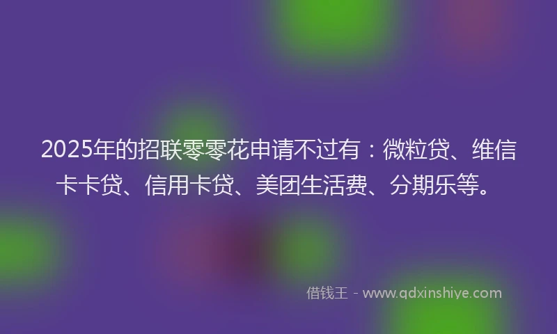 2025年的招联零零花申请不过有：微粒贷、维信卡卡贷、信用卡贷、美团生活费、分期乐等。