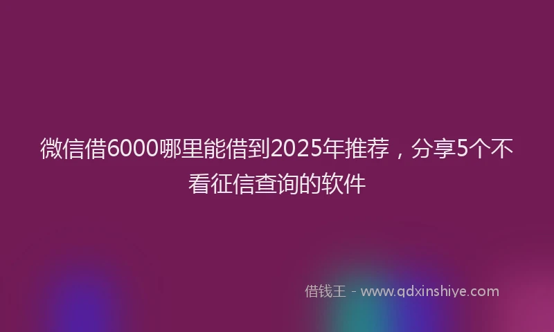 微信借6000哪里能借到2025年推荐，分享5个不看征信查询的软件